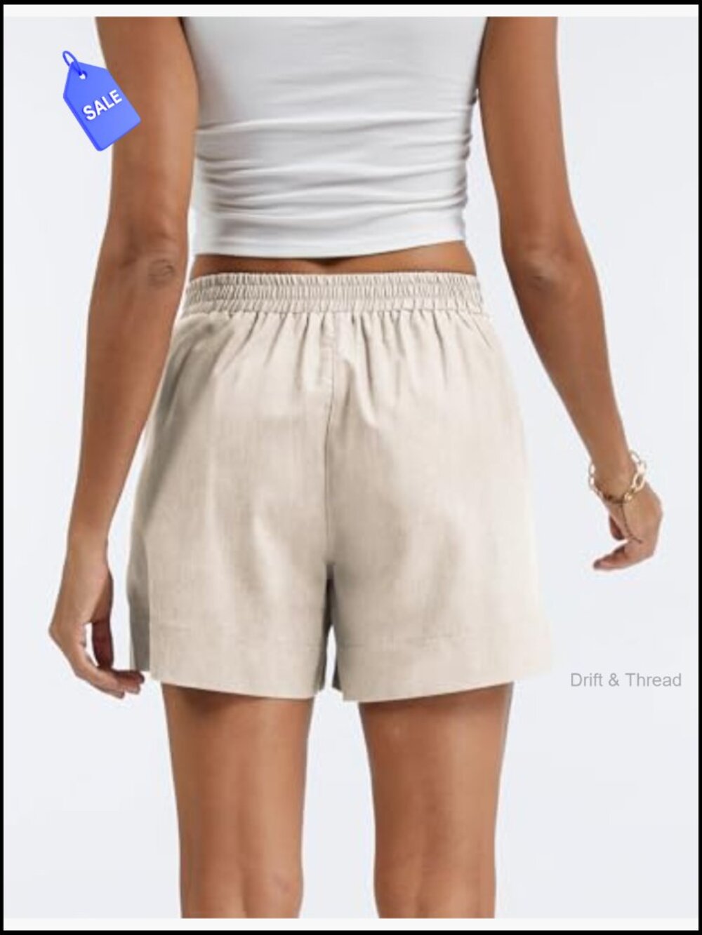 Linen-Blend Wide-Leg Shorts Mid-Rise with Pockets Casual Summer - Picture 2 of 7